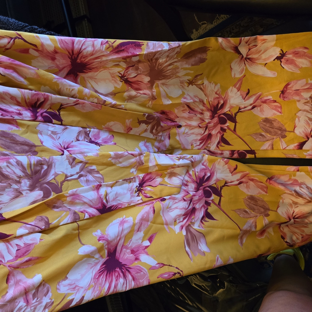 Ashley Stewart Pink & Yellow Floral Pants